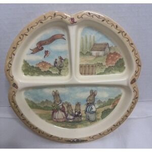 Vintage Peter Rabbit Divided Plate Peco Beatrix Potter Sweet Family 7 1/2" Prop